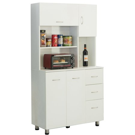 BASICWISE Kitchen Pantry Storage Cabinet with Doors and Shelves, White QI003729L
